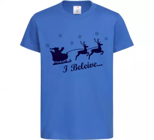Дитяча футболка I BELIEVE IN SANTA Яскраво-синій фото