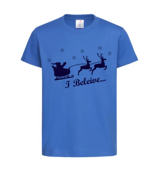 Дитяча футболка I BELIEVE IN SANTA Яскраво-синій фото