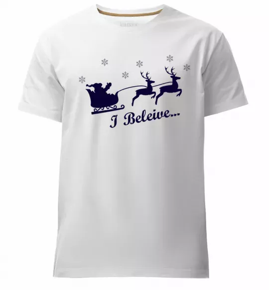 Чоловіча преміум футболка I BELIEVE IN SANTA Білий фото