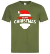Мужская футболка Merry Christmas santa hat Оливковый фото