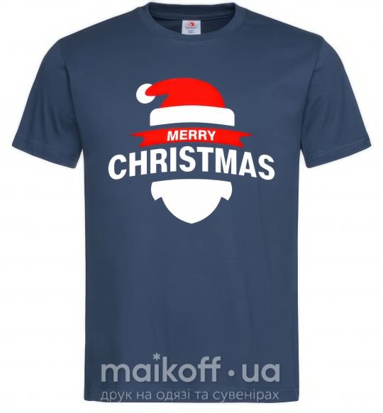 Мужская футболка Merry Christmas santa hat Темно-синий фото