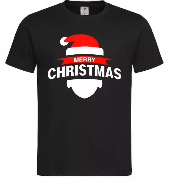 Мужская футболка Merry Christmas santa hat Черный фото