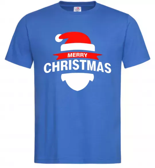 Мужская футболка Merry Christmas santa hat Ярко-синий фото