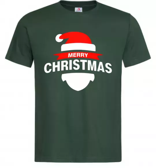 Мужская футболка Merry Christmas santa hat Темно-зеленый фото