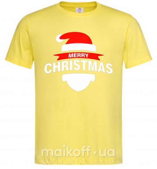 Мужская футболка Merry Christmas santa hat Лимонный фото