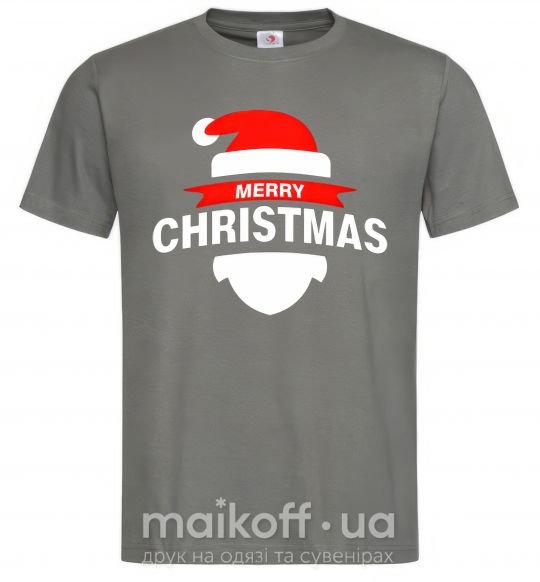 Мужская футболка Merry Christmas santa hat Графит фото