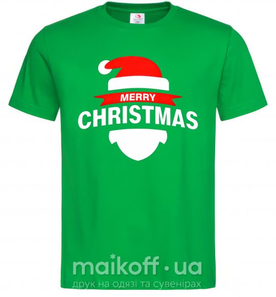 Мужская футболка Merry Christmas santa hat Зеленый фото