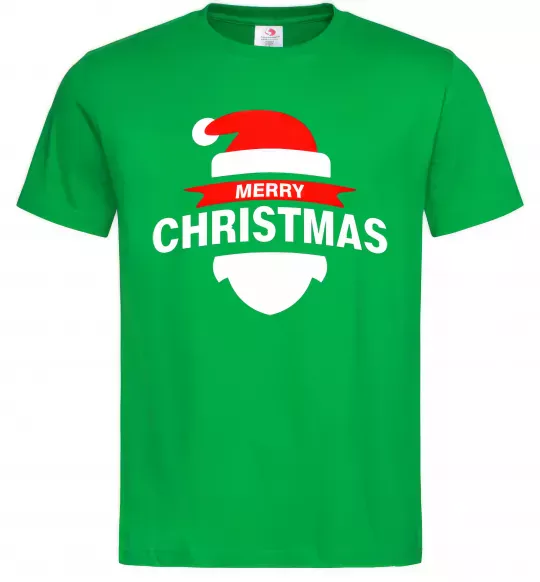 Мужская футболка Merry Christmas santa hat Зеленый фото