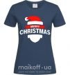 Жіноча футболка Merry Christmas santa hat Темно-синій фото