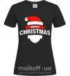 Жіноча футболка Merry Christmas santa hat Чорний фото