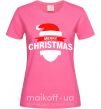 Жіноча футболка Merry Christmas santa hat Яскраво-рожевий фото