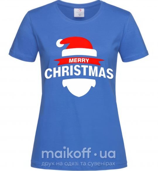 Жіноча футболка Merry Christmas santa hat Яскраво-синій фото