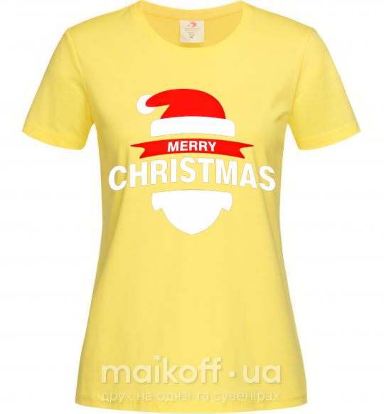 Жіноча футболка Merry Christmas santa hat Лимонний фото