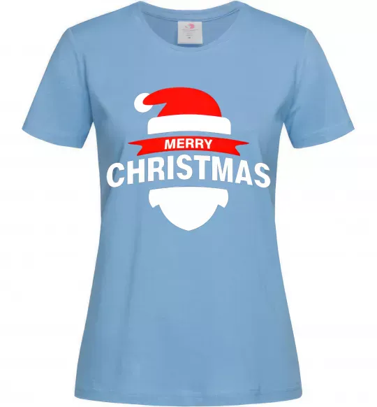 Женская футболка Merry Christmas santa hat Голубой фото