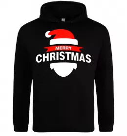 Мужская толстовка (худи) Merry Christmas santa hat Черный фото