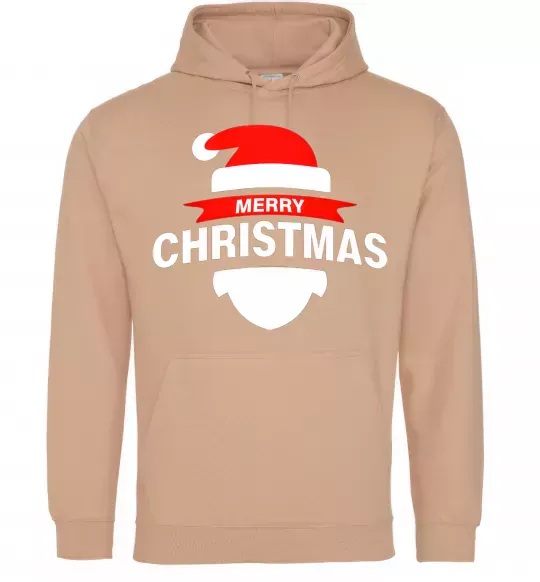 Мужская толстовка (худи) Merry Christmas santa hat Песочный фото