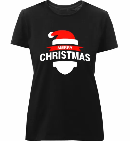 Жіноча преміум футболка Merry Christmas santa hat Чорний фото