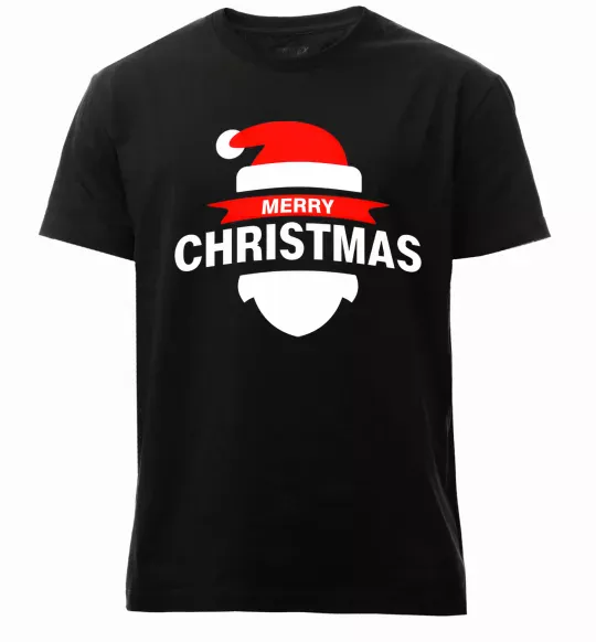 Мужская премиум футболка Merry Christmas santa hat Черный фото