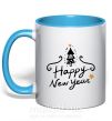 Чашка з кольоровою ручкою HAPPY NEW YEAR Christmas tree Блакитний фото