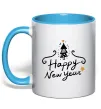 Чашка з кольоровою ручкою HAPPY NEW YEAR Christmas tree Блакитний Чашка з кольоровою ручкою HAPPY NEW YEAR Christmas tree Блакитний фото