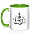 Чашка з кольоровою ручкою HAPPY NEW YEAR Christmas tree Зелений фото