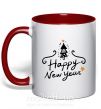 Чашка с цветной ручкой HAPPY NEW YEAR Christmas tree Красный фото
