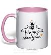 Чашка з кольоровою ручкою HAPPY NEW YEAR Christmas tree Ніжно рожевий фото
