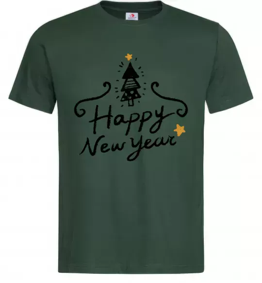 Мужская футболка HAPPY NEW YEAR Christmas tree Темно-зеленый фото