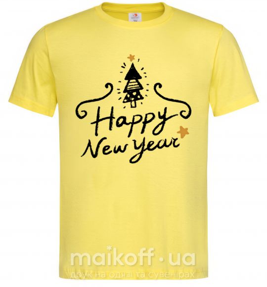 Чоловіча футболка HAPPY NEW YEAR Christmas tree Лимонний фото