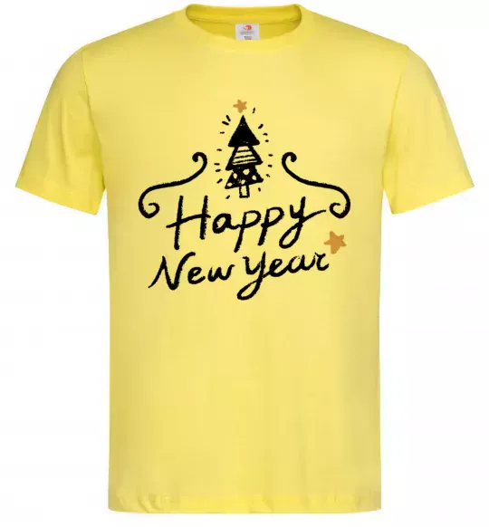 Мужская футболка HAPPY NEW YEAR Christmas tree Лимонный фото