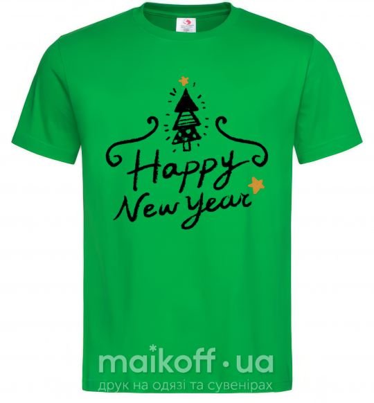 Мужская футболка HAPPY NEW YEAR Christmas tree Зеленый фото