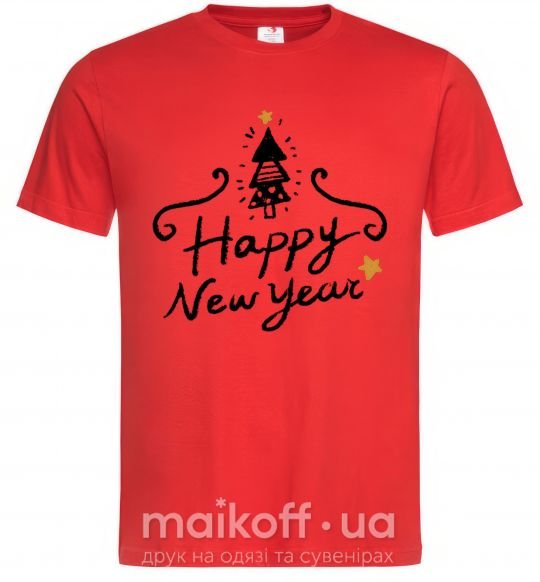 Мужская футболка HAPPY NEW YEAR Christmas tree Красный фото