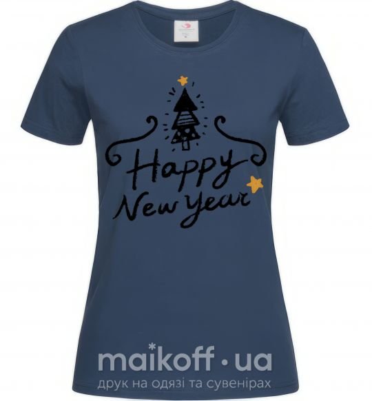 Женская футболка HAPPY NEW YEAR Christmas tree Темно-синий фото