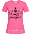 Жіноча футболка HAPPY NEW YEAR Christmas tree Яскраво-рожевий фото