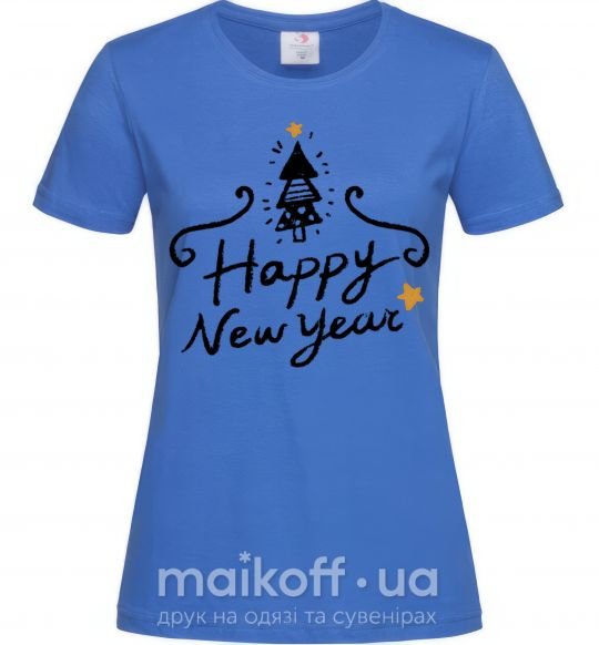 Жіноча футболка HAPPY NEW YEAR Christmas tree Яскраво-синій фото