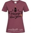 Жіноча футболка HAPPY NEW YEAR Christmas tree Бордовий фото