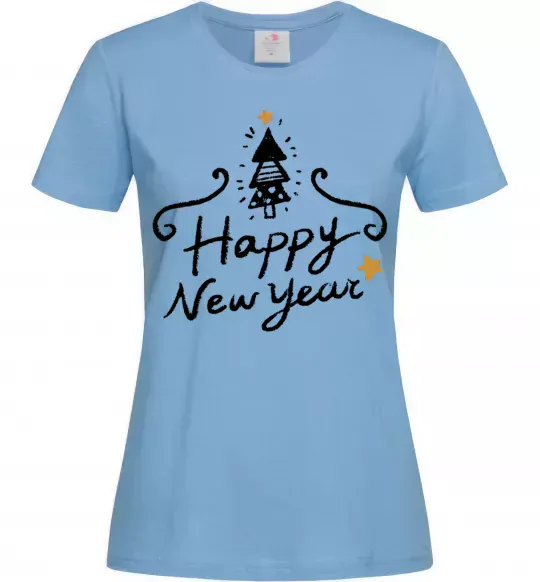 Жіноча футболка HAPPY NEW YEAR Christmas tree Блакитний фото