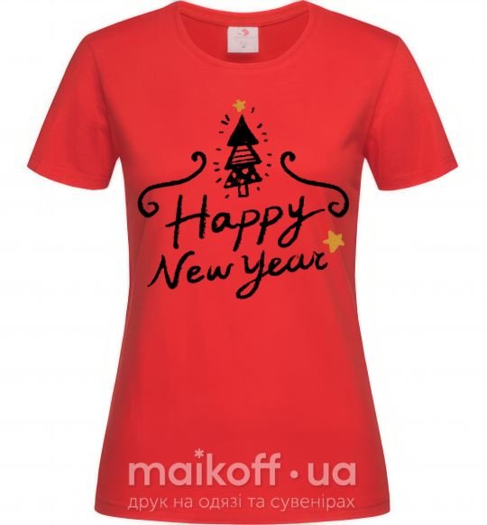 Женская футболка HAPPY NEW YEAR Christmas tree Красный фото