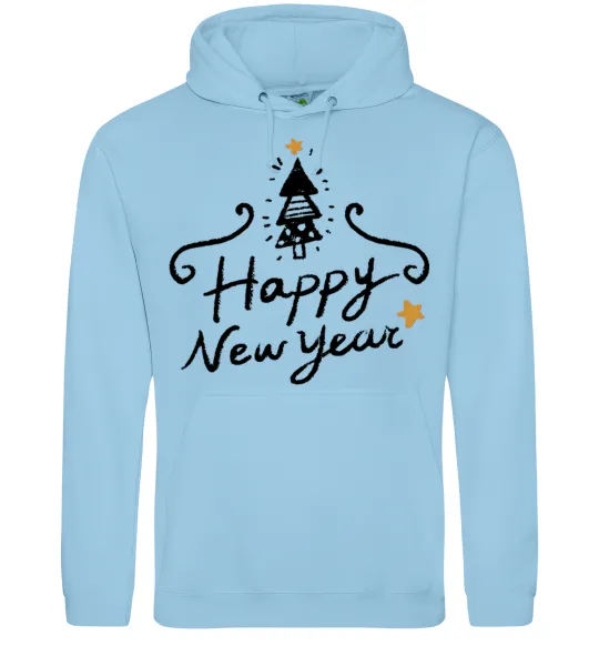Чоловіча толстовка (худі) HAPPY NEW YEAR Christmas tree Блакитний фото