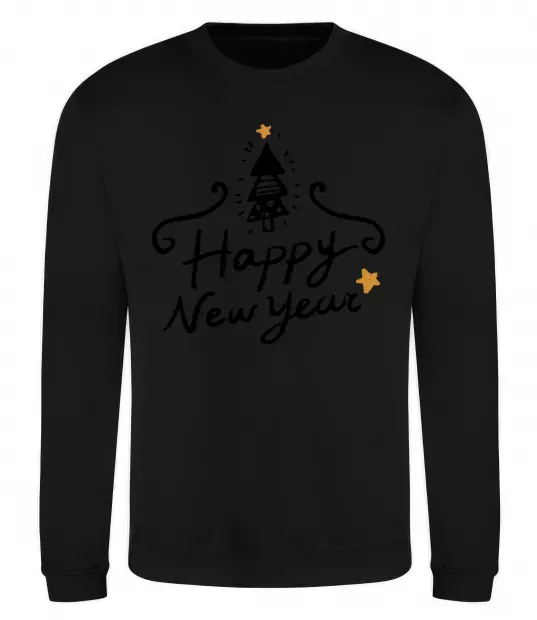 Світшот HAPPY NEW YEAR Christmas tree Чорний фото