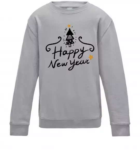 Дитячий світшот HAPPY NEW YEAR Christmas tree Сірий меланж фото