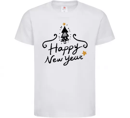 Дитяча футболка HAPPY NEW YEAR Christmas tree Білий фото