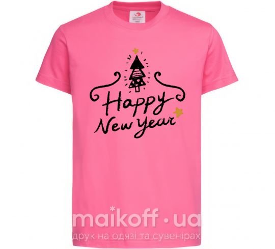 Детская футболка HAPPY NEW YEAR Christmas tree Ярко-розовый фото