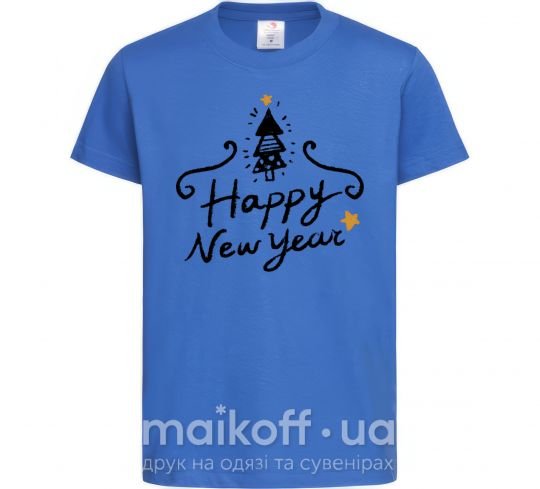 Дитяча футболка HAPPY NEW YEAR Christmas tree Яскраво-синій фото