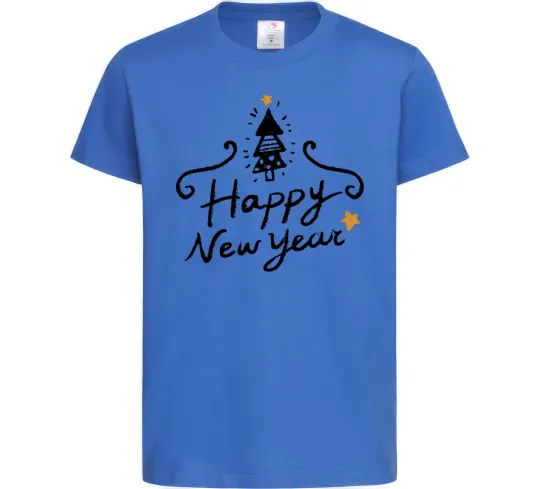 Дитяча футболка HAPPY NEW YEAR Christmas tree Яскраво-синій фото