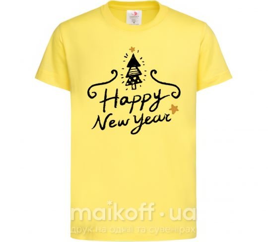Дитяча футболка HAPPY NEW YEAR Christmas tree Лимонний фото