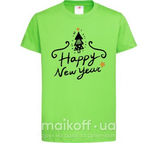 Дитяча футболка HAPPY NEW YEAR Christmas tree Лаймовий фото