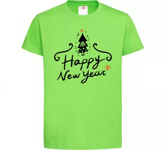 Дитяча футболка HAPPY NEW YEAR Christmas tree Лаймовий фото