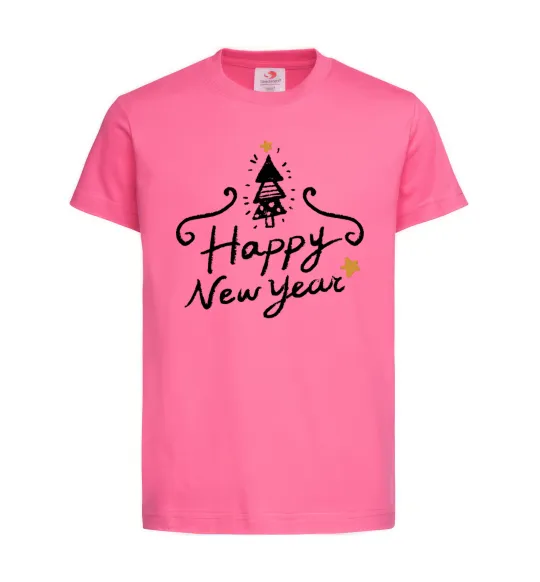 Дитяча футболка HAPPY NEW YEAR Christmas tree Яскраво-рожевий фото