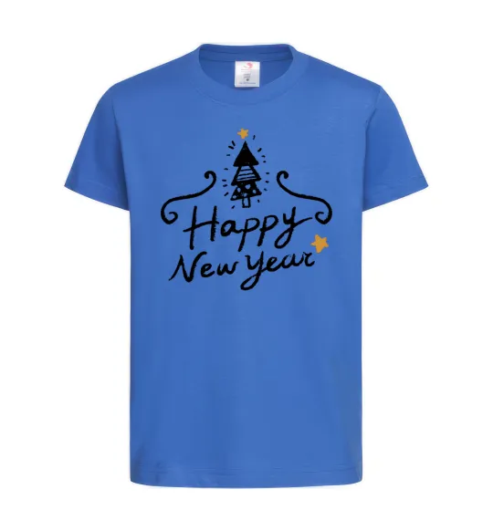 Дитяча футболка HAPPY NEW YEAR Christmas tree Яскраво-синій фото